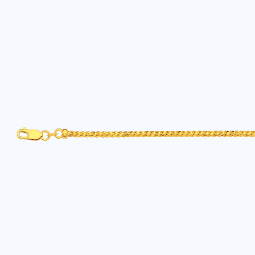 18K 2.2MM YELLOW GOLD SOLID DIAMOND CUT FRANCO 22" CHAIN NECKLACE (AVAILABLE IN LENGTHS 7" - 30")