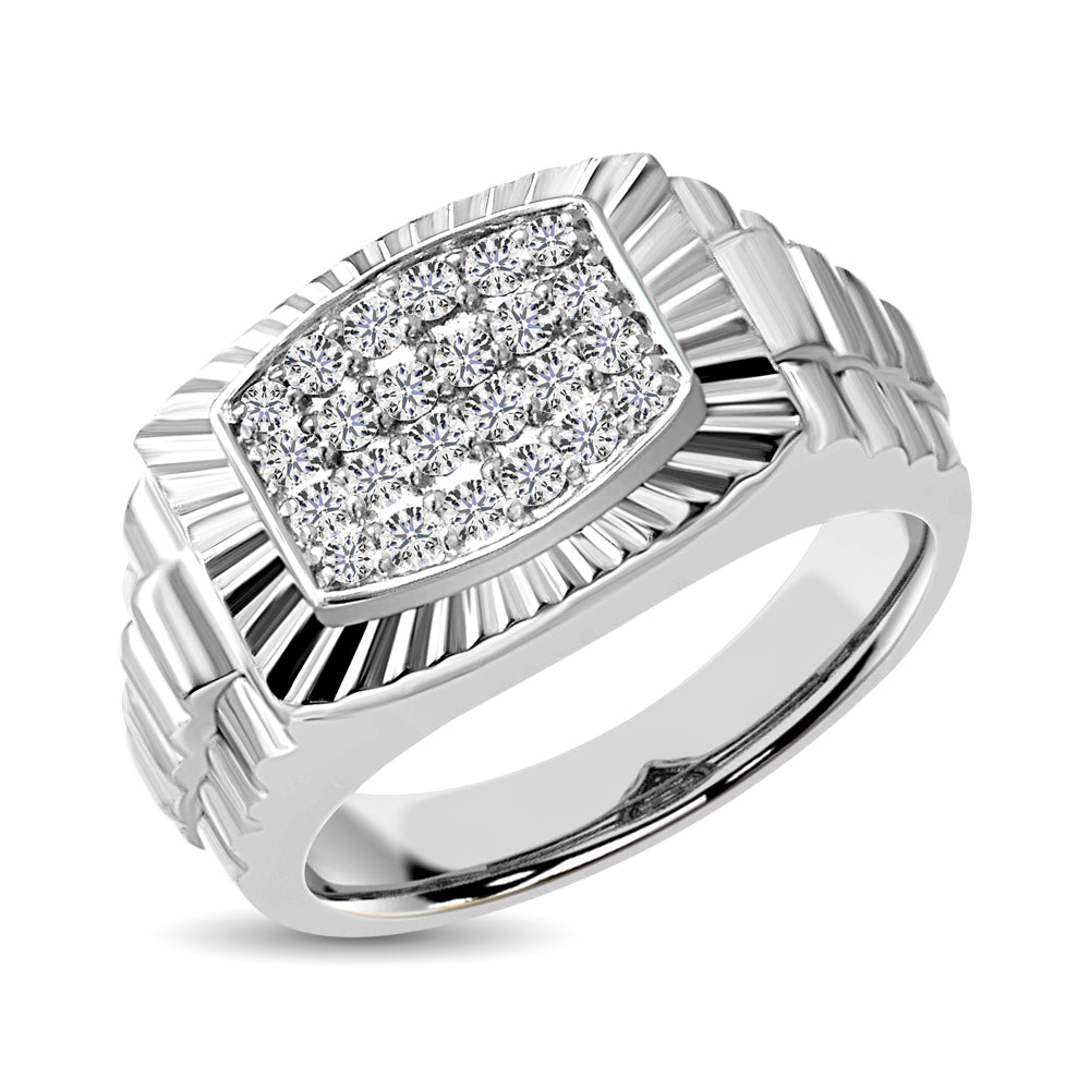 10K White Gold 1/2 Ct.Tw. Diamond Mens Fashion Ring