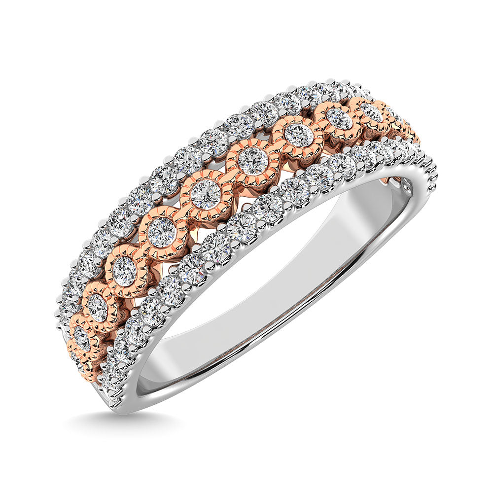 10K Two Tone Gold Square and Marquise Frame 2/5 Ct.Tw. Diamond Fashion Ring