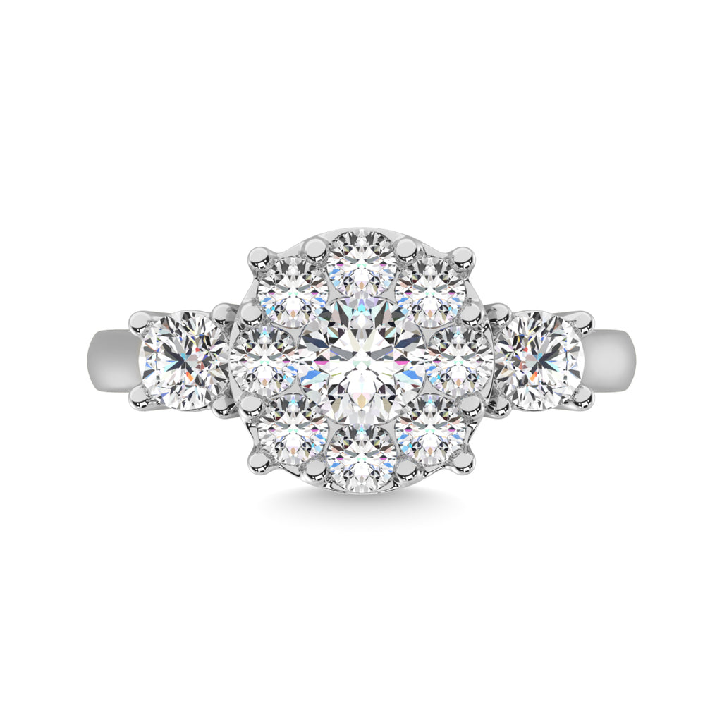 Diamond 1 1/2 Ct.tw Heart Three Stone Ring in 14K White Gold