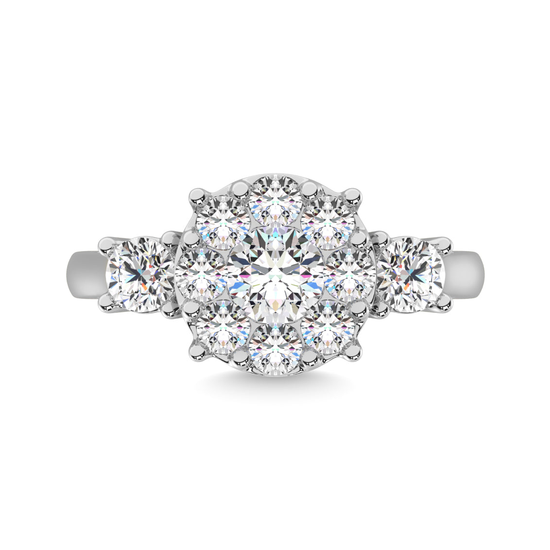 Diamond 1 1/2 Ct.tw Heart Three Stone Ring in 14K White Gold