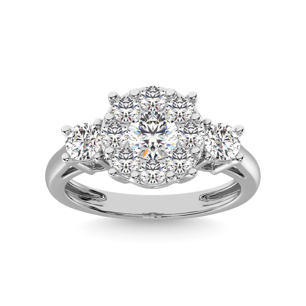 Diamond 1 1/2 Ct.tw Heart Three Stone Ring in 14K White Gold