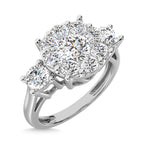 Diamond 1 1/2 Ct.tw Heart Three Stone Ring in 14K White Gold