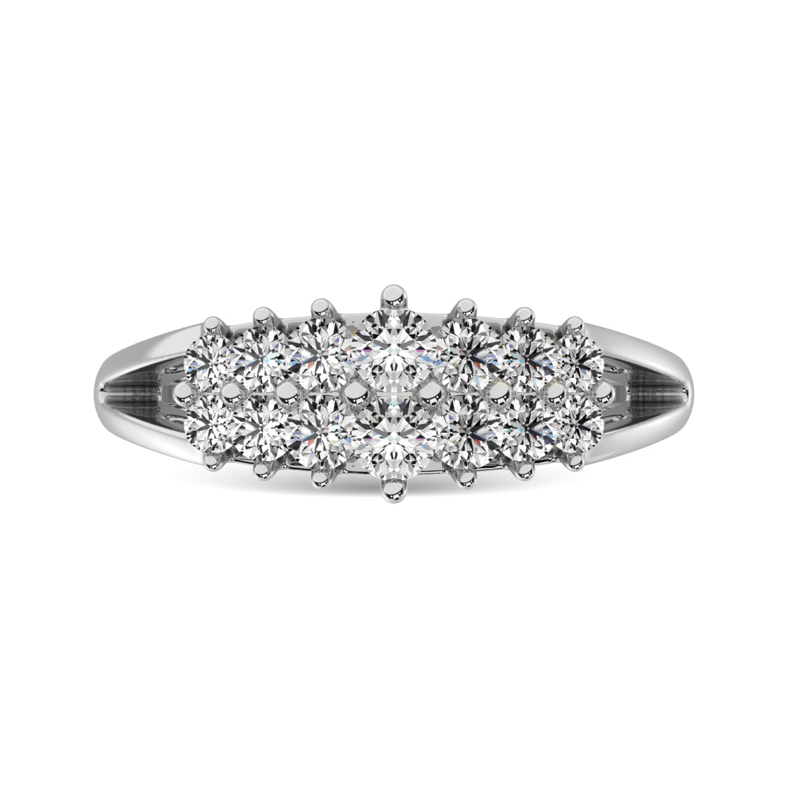Diamond 1/2 Ct.tw Round Cut Pyramid Ring in 14K White Gold