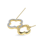 10K Two Tone 1/6 Ct.Tw. Diamond Clover Necklace