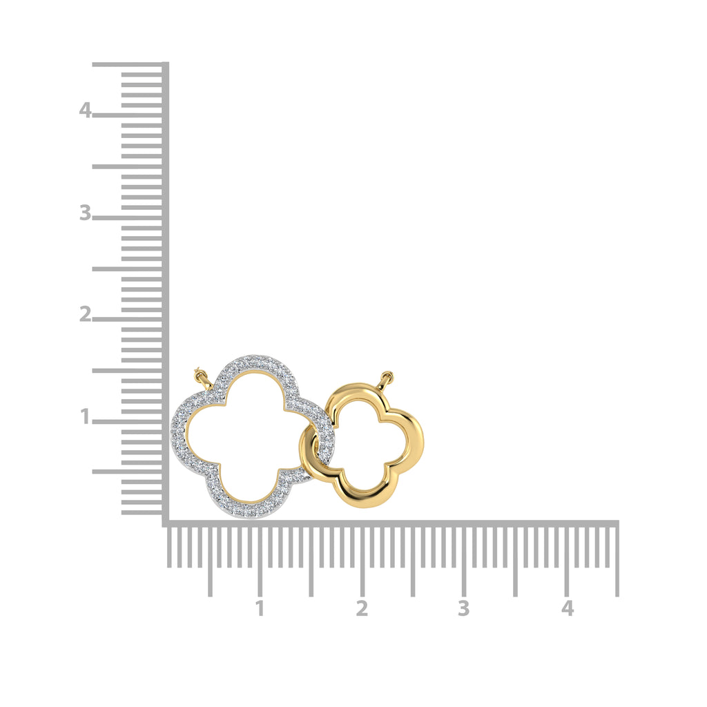10K Two Tone 1/6 Ct.Tw. Diamond Clover Necklace