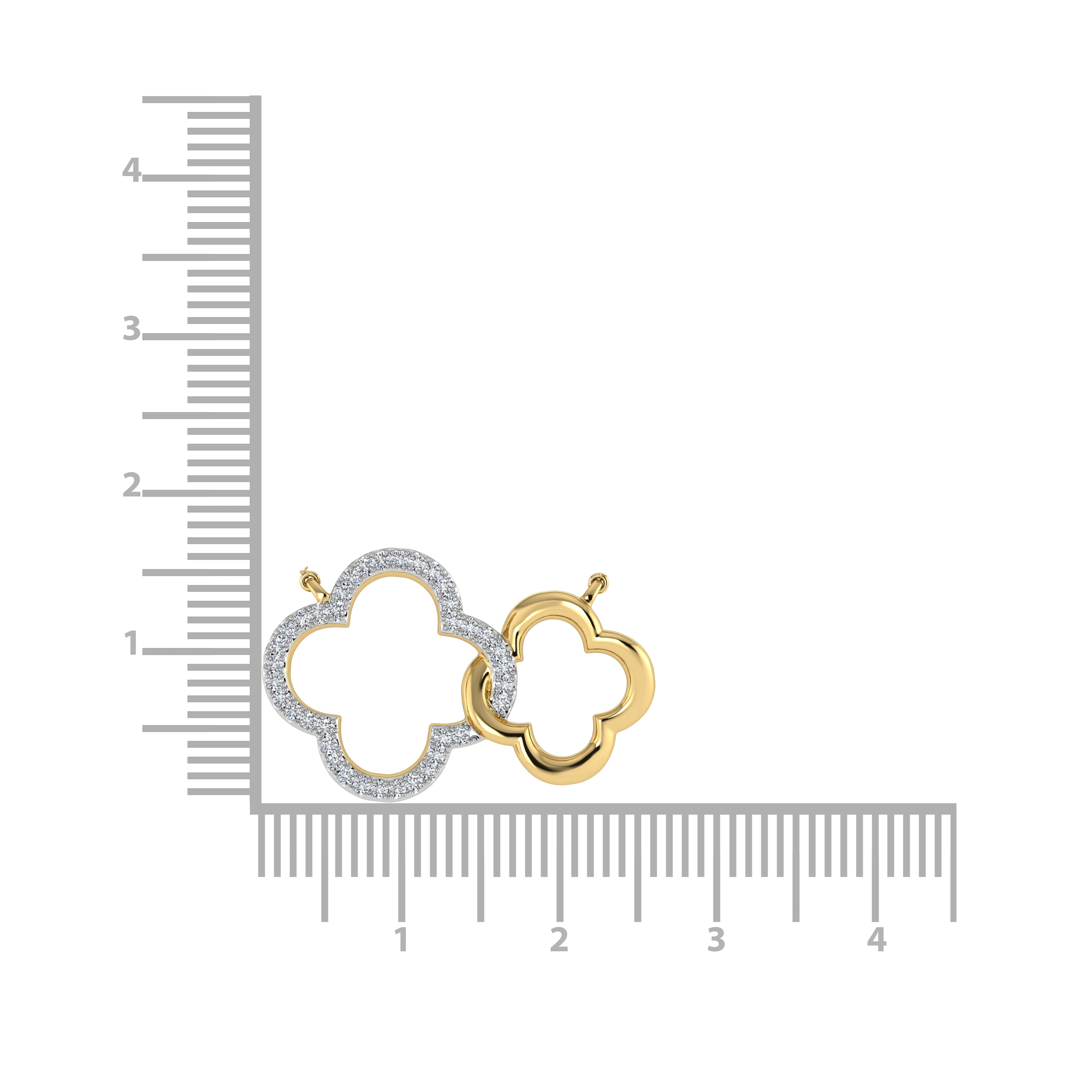 10K Two Tone 1/6 Ct.Tw. Diamond Clover Necklace