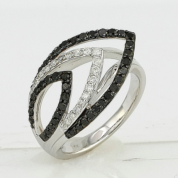 14K 0.85CTW BLACK DIA FANCY RING