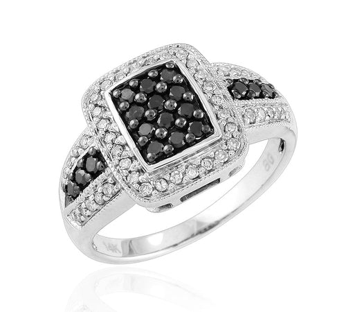 14K 0.50CTW BLACK DIA FANCY RING