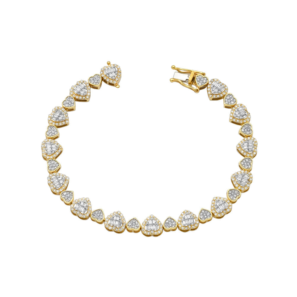 10KY 2.25CTW DIAMOND BAGUETTE CLUSTER HEARTS