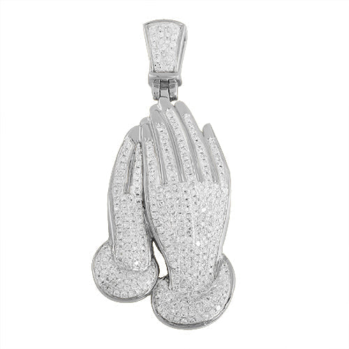 10KW 1.10CTW DIAMOND PRAYING HANDS PENDANT