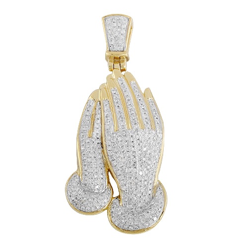 10KY 1.25CTW DIAMOND PRAYING HANDS PENDANT