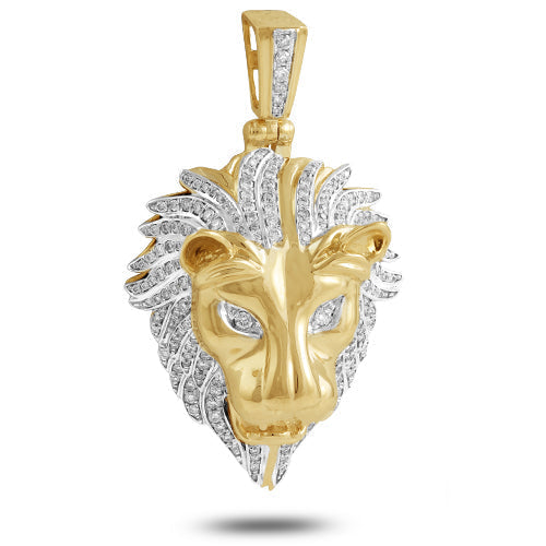 10KY 1.35CTW DIAMOND LION HEAD PENDANT