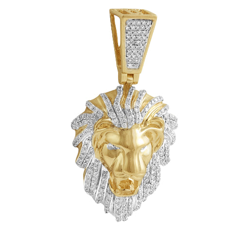 10KY 1.15CTW DIAMOND LION HEAD PENDANT