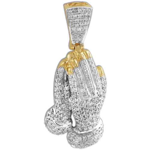 10KY 1.00CTW DIAMOND PRAYING HANDS PENDANT