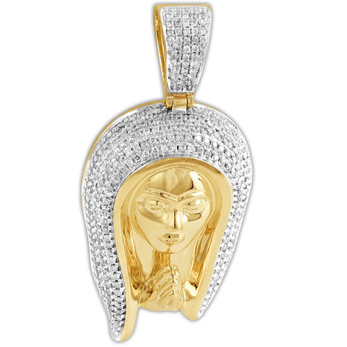 10KY 0.85CTW DIAMOND PRAYING FIGURE PENDANT