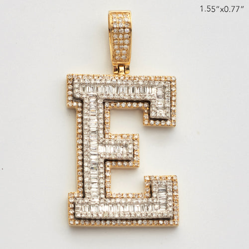 10KY 1.05CT BAGUETTE DIAMOND INITIAL PENDANT