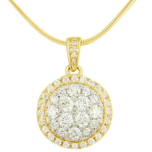 14KY+W 1.00CTW DIAMOND CLUSTER PENDANT