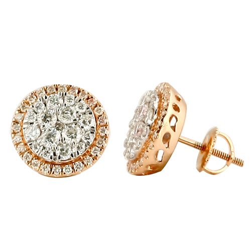 14KR 1.50CTW DIAMOND CLUSTER EARRINGS