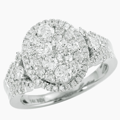 14KW 1.50CTW DIAMOND CLUSTER RING