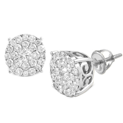 14KW 2.00CTW DIAMOND LUNA CLUSTER EARRINGS