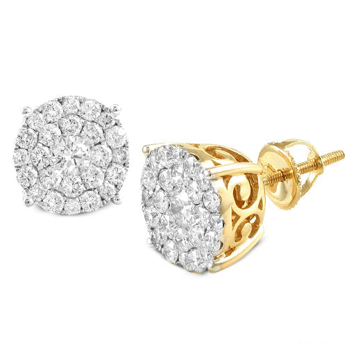 14KY 2.00CTW DIAMOND LUNA CLUSTER EARRINGS