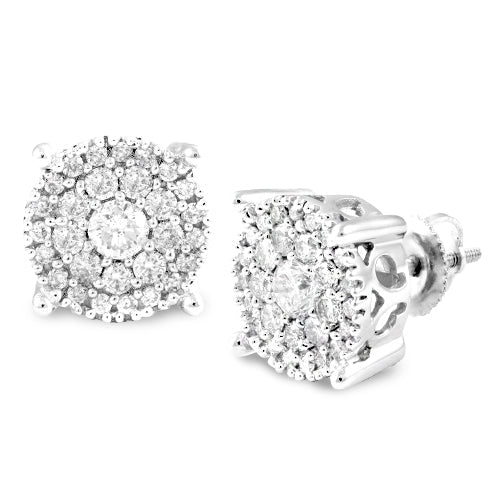14KW 1.50CTW DIAMOND CLUSTER EARRINGS