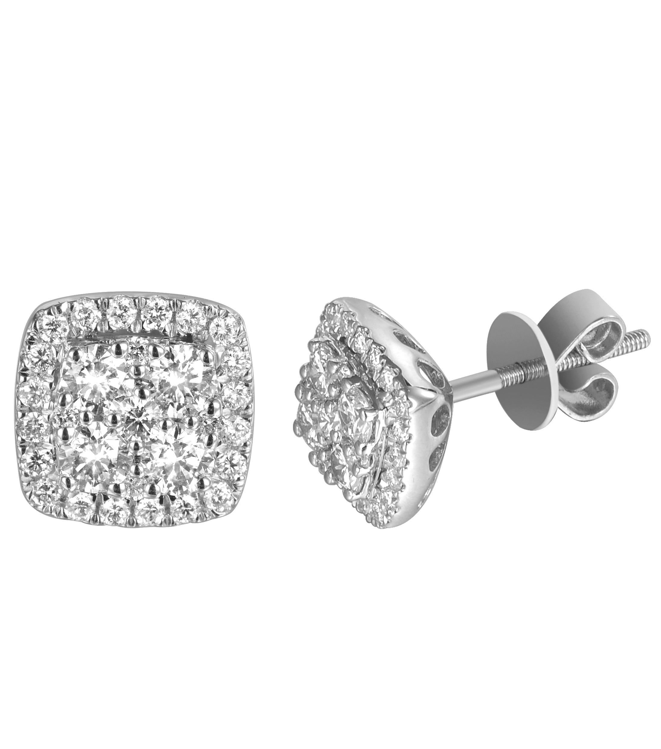 14KW 1.00CTW DIAMOND SQUARE SHAPED CLUSTER EARRING