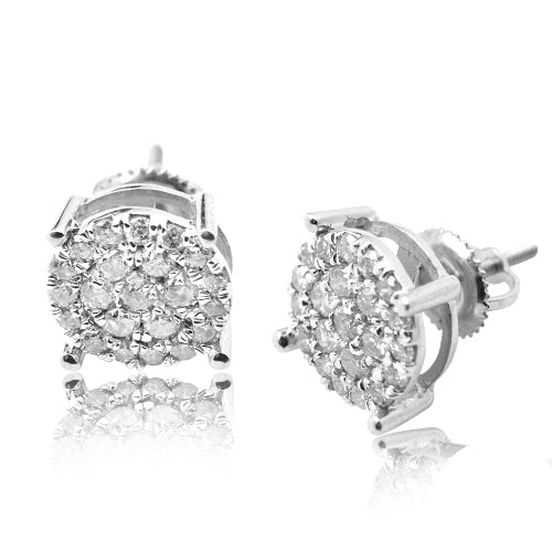 10KW 1.00CTW DIAMOND ROUND CLUSTER EARRING STUDS -