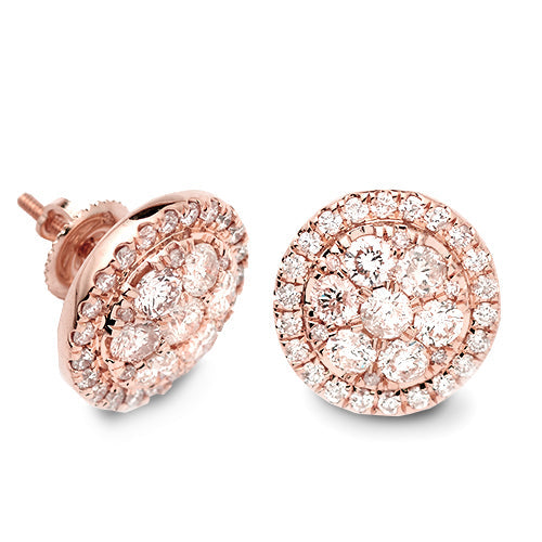 14KR 2.00CTW DIAMOND ROUND CLUSTER EARRING STUDS W