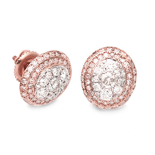 14KR 1.00CTW DIAMOND ROUND DOME CLUSTER EARRING ST
