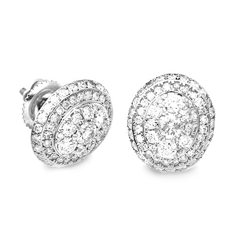 14KW 1.00CTW DIAMOND ROUND DOME CLUSTER EARRING ST