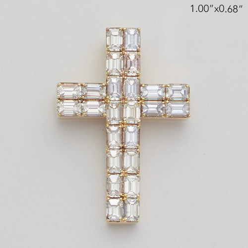 10KY 1.88CTW TWO-ROW EMERALD CROSS