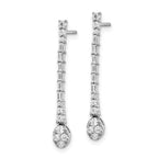 14k White Gold Polished Diamond Drop Post Earrings