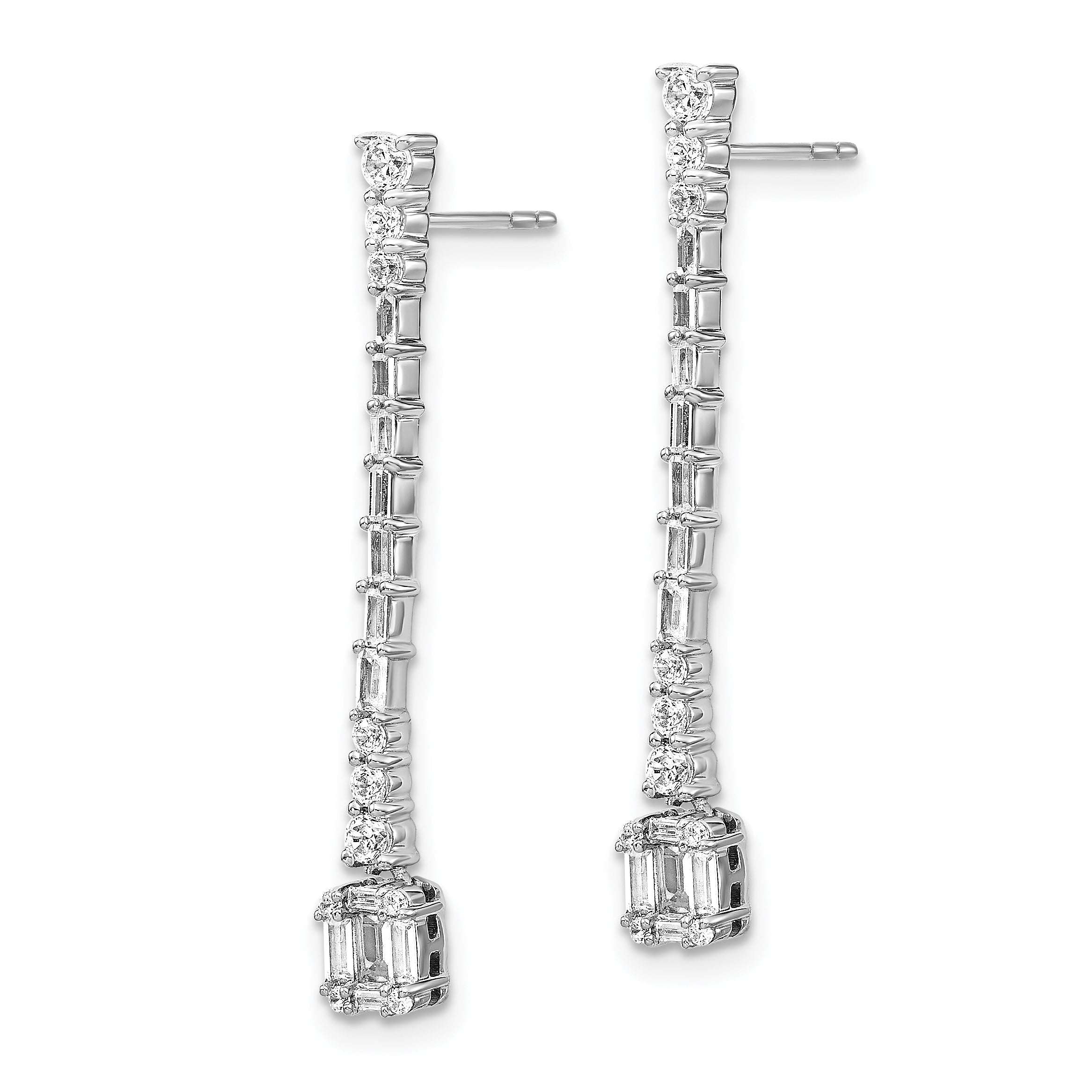 14k White Gold Polished Diamond Drop Post Earrings