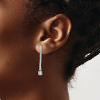 14k White Gold Polished Diamond Drop Post Earrings