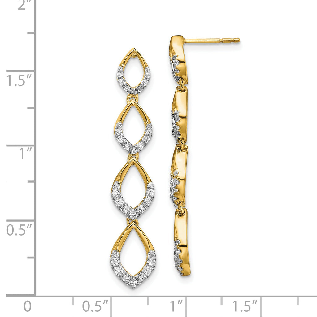 14k Polished Dangle Diamond Post Earrings
