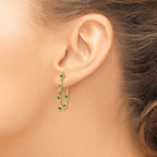 TO 14k 1/5ct Lab Grown DIA. VS+ F+ & Emerald Post Hoop Comp. Earrings