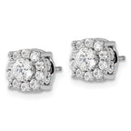 14kw 1 1/2ct Lab Grown Dia VS/SI+ G+ Comp Round Halo Post Earrings
