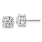 14kw 1 1/2ct Lab Grown Dia VS/SI+ G+ Comp Round Halo Post Earrings