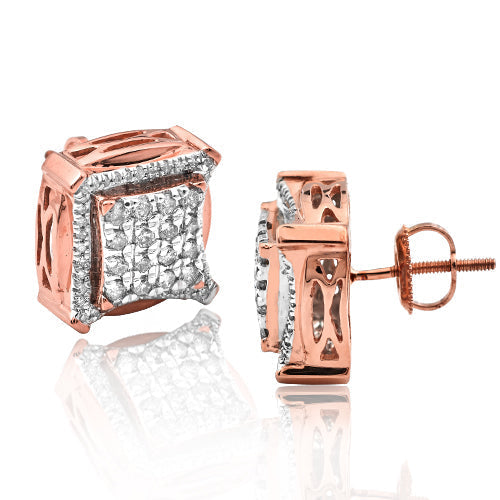 10KR 1.05CTW DIAMOND 3-D EARRINGS WITH SQUARE HEAD