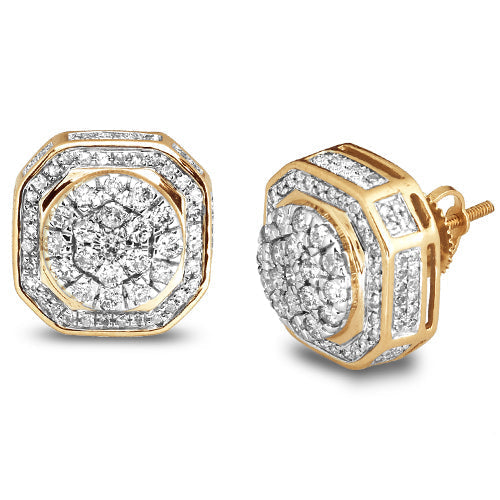 10KY 1.50CTW DIAMOND EARRINGS - ROUND HEAD WITH ST