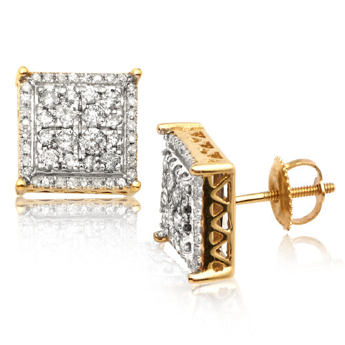 10KY 1.00CTW DIAMOND SQUARE PRONG SQUARE CLUSTER E