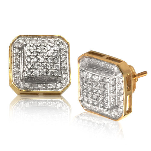 10KY 1.00CTW DIAMOND RAISED SQUARE EARRINGS - 8-SI