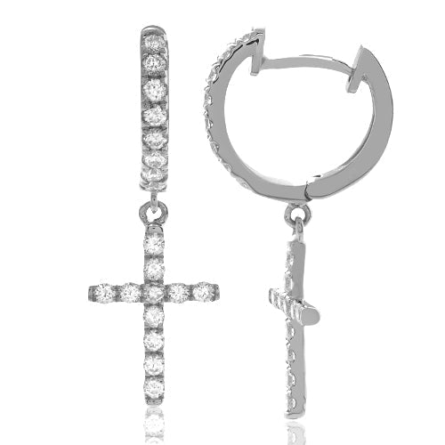 14KW 0.75CTW DIAMOND HUGGIES WITH DANGLING PRONG