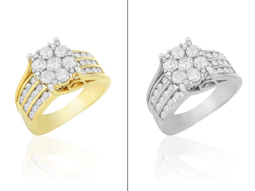 14KW 2.00CTW DIA FLOWER LADIES RING