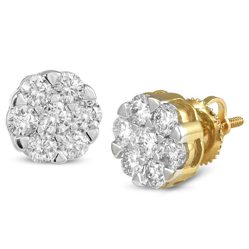 14KY 1.25CTW DIAMOND V-PRONG FLOWER EARRINGS