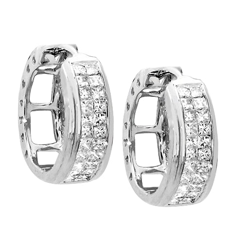 14KW  1.00CTW DIAMOND HOOP EARRINGS