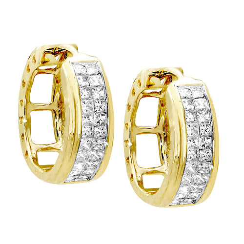 14KY  1.00CTW DIAMOND HOOP EARRINGS