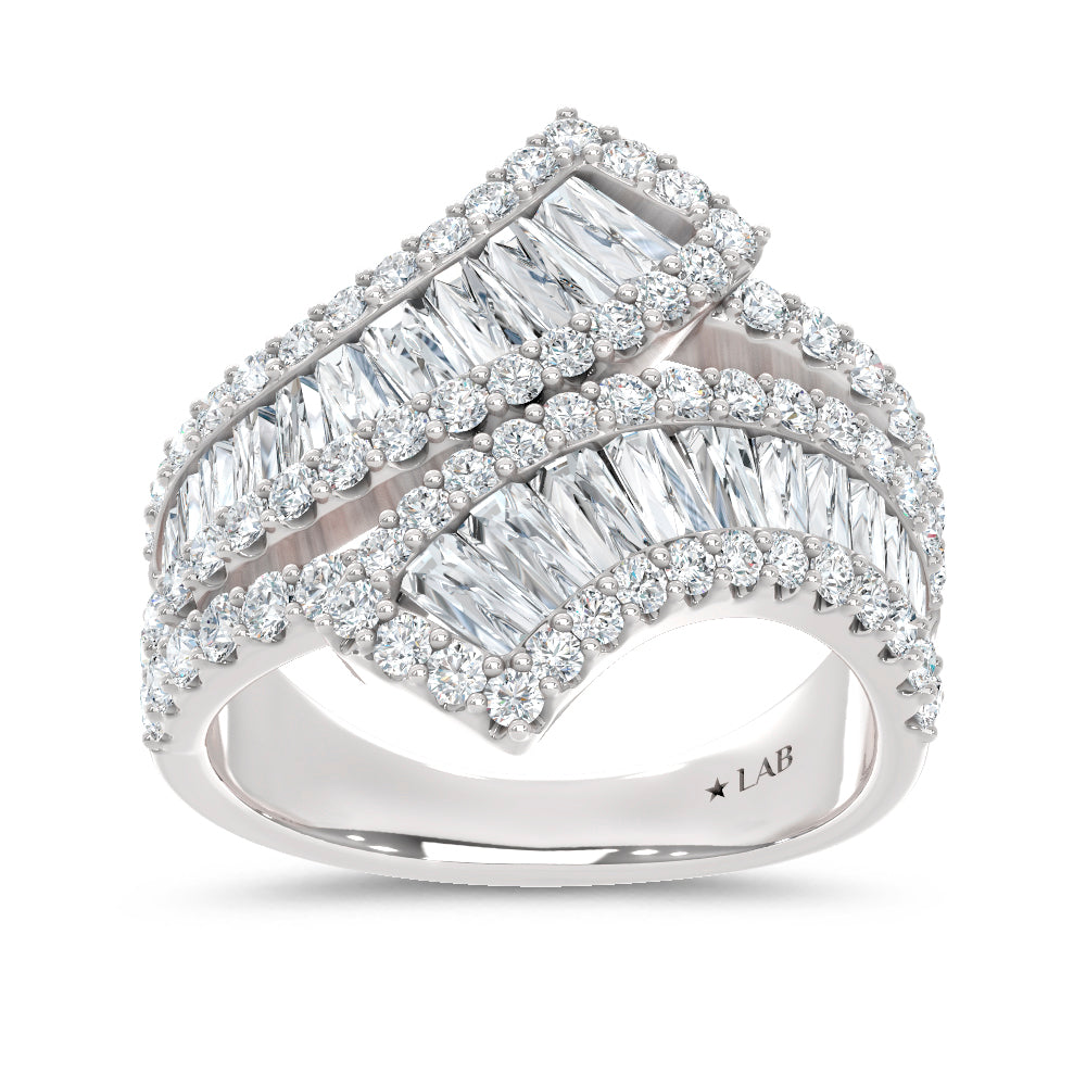 14K White Gold Lab Grown Diamond 2 1/4 Ct.Tw. Round and Tapper Fashion Ring